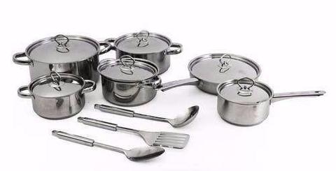 15 piece BRAND NEW Dolphin stainless steel cookware, in cartons