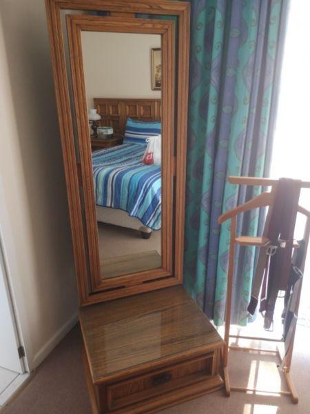 Solid oak Mirror with draw for sale