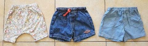 3 X Baby Boys Shorts (6-12 Months)