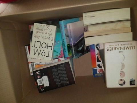 Box of fiction bestsellers and some non fiction books English and some Afrikaans .About 40 in total