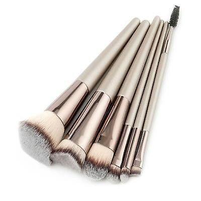 6 PIECE CHAMPAGNE GOLD MAKEUP BRUSHES SET