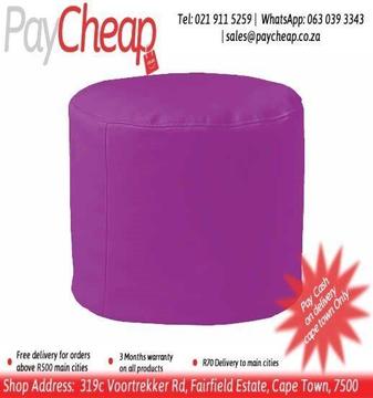 Leatherette Fabric Adult Ottoman Comfortable Beanbag/Chair Purple