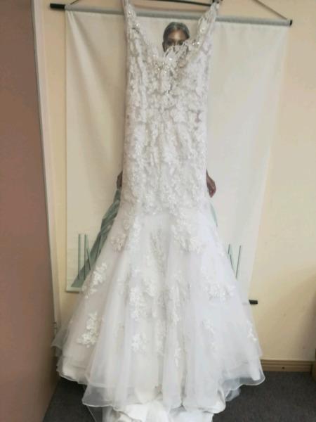 beautiful Low back lace trumpet Dress to hire