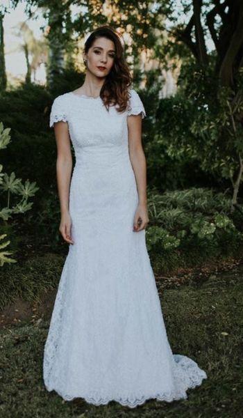 Beautiful beaded lace wedding dress