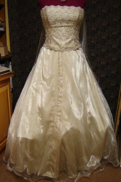 Beautiful size 34 champagne colour wedding / evening corset and skirt