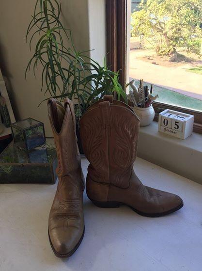 Leather cowboy size7 boots from London -Loblan -Tan brown