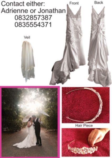 Wedding dress size 12, veil & hair piece