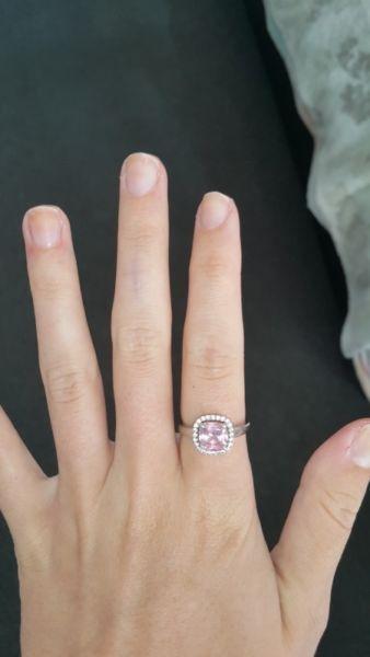 Pink CZ Sterling silver ring