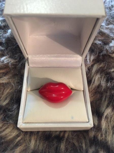 Thomas Sabo Ltd Edition Red Lips Silver and Enamel Ring