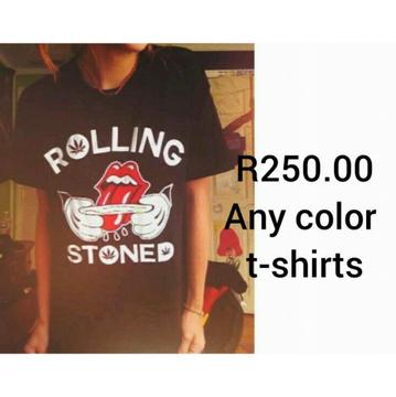 Rolling stoned screen printed t-shirts for sale
