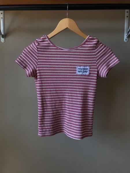 Zara, You make my day red striped top