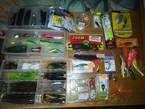 Bass lures, rod and reel