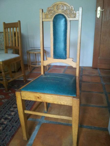 Six oak dining chairs for R2400. Need re-upholstery
