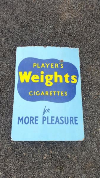 Weights enamel sign
