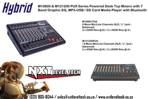 Hybrid M10 and M12 PUX Series, Powered Desk Top Mixers includes FREE DELIVERY