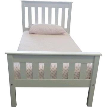 Single White Wooden Bed