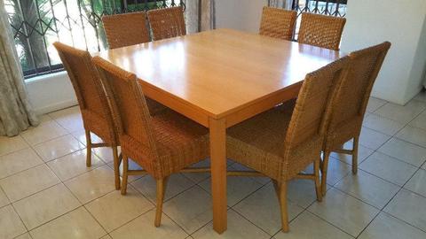 Dining Room Suite With 8x Woven / Rattan Chairs In Excellent Condition!!. Take It For Only R6000!!