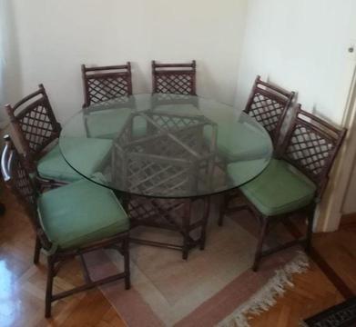 Dining room wicker table set. Beautiful design!