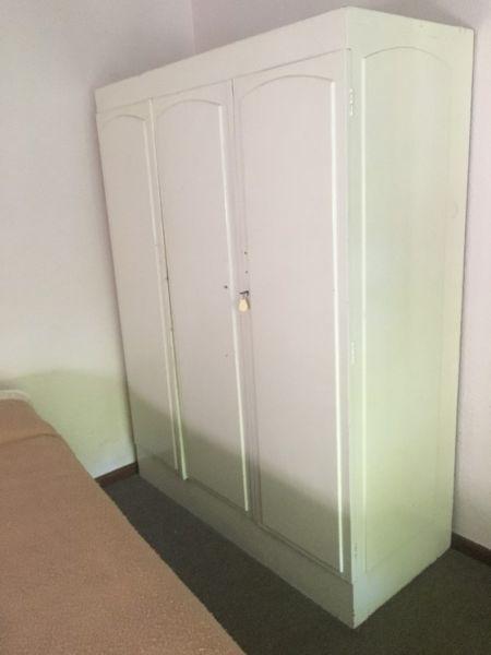 Wardrobe Triple door: solid wood double hanging space plus drawers, trouser rack, shelves