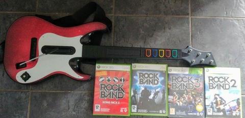 Guitar Rock Band Bundle + 4 Games (Xbox 360)