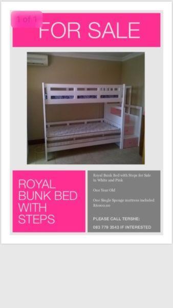 Royal Bunk Bed in White and Pink