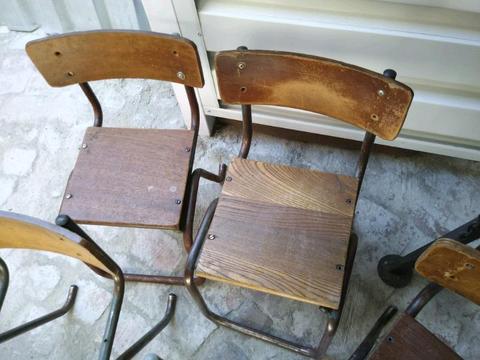 Old vintage kiddies school chairs