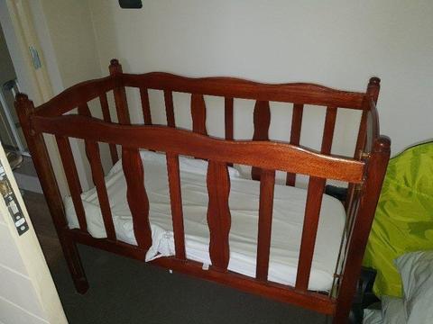 Wood cot with mattress