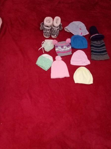 Girls slippers beanies and hat and shoes