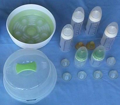 Pigeon Steam Sterilizer (Microwave); NUK bottles, teats x6