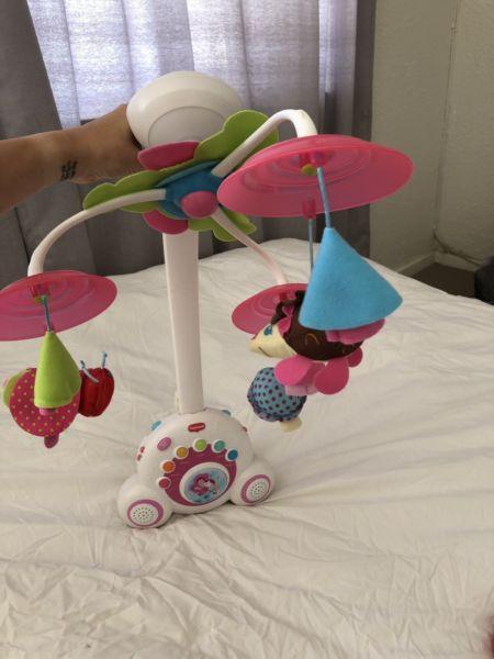 Baby mobile with 6 different music genres