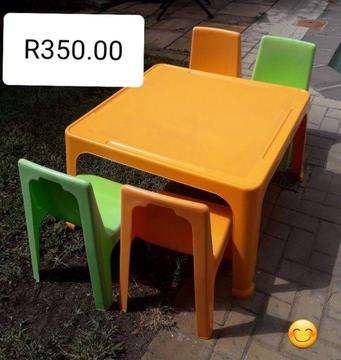 Kids plastic tables and chairs