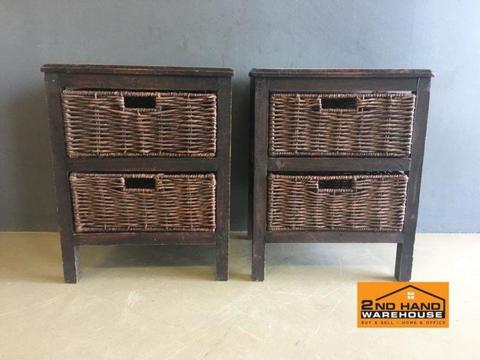 2 drawer Cane pedestals