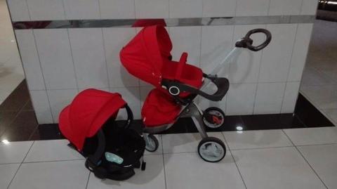 R6999 Stokke pram for sale with isofix base, car chair toddler seat cup holder Mosquito net Rai