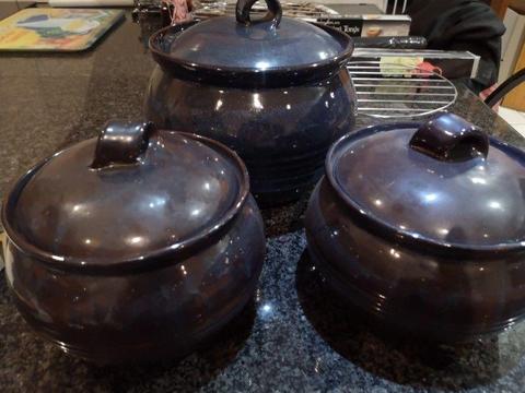 3 x Blue Argilla Pots