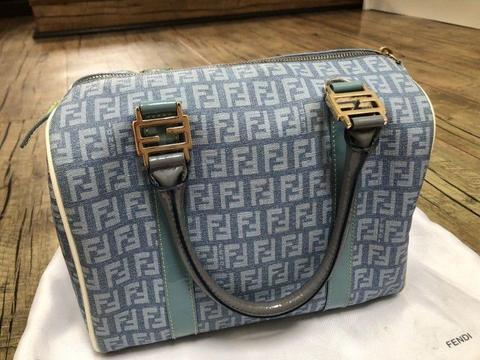 Authentic Fendi Blue Denim Speedy Size Ladies Handbag