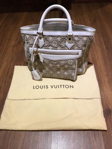 LOUIS VUITTON Limited Edition Blanc Monogram Sabbia Cabas MM Handbag