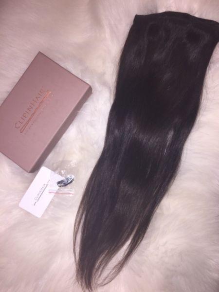 Clip in hair extensions off black 50 cm 160 grams