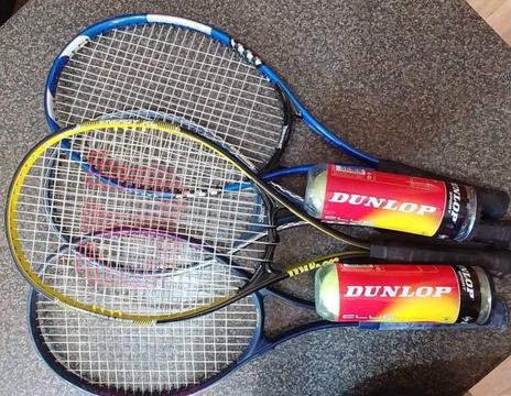 Tennis Rackets (Four) & balls