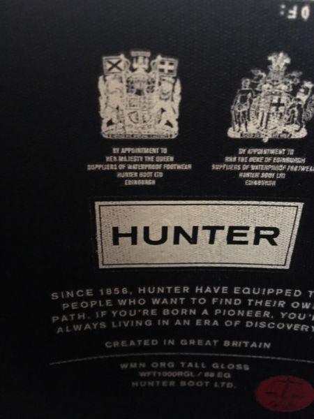 Authentic Hunter boots purchased at Harrods London UK in Dec 2017