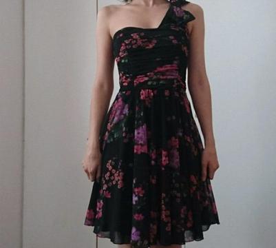 Flowers One Shoulder Dress Size 8