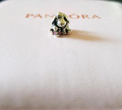 ORIGINAL PANDORA DISNEY COLLECTION EEYORE SILVER CHARM WITH PINK ENAMEL! NEVER BEEN USED!