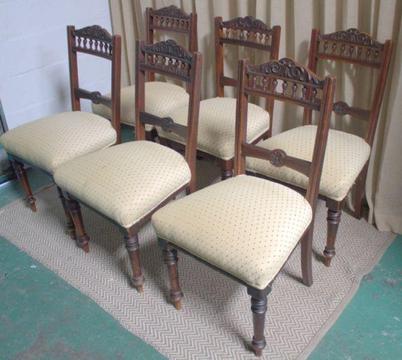 6x Walnut Art Nouveau Dining Chairs - R5,700.00