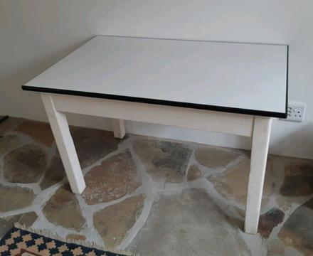 Vintage white enamel table