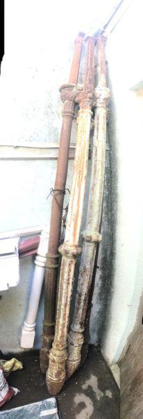 5 Antique Cast Iron poles