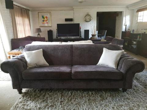 Grey velvet 3 seater couch