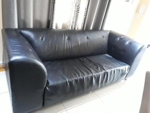 3 Seater Black genuine leather couch R1999 contact 082 8090 530