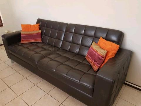 Brown leather sleeper couches