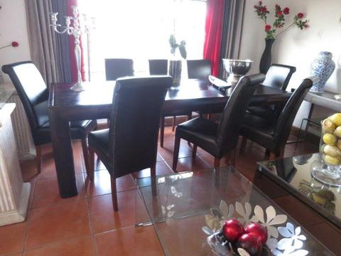 Dining Room Table 10 Seater With 8 Brown Leather Coricraft Chairs In Excel Cond
