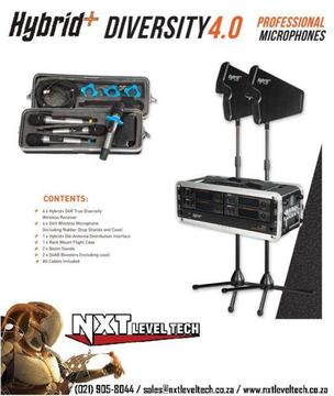Hybrid Diversity 4.0 Wireless Microphone System, All interlinking cabling included