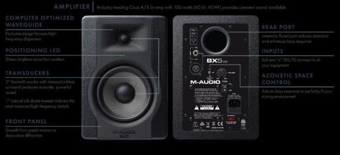 M-Audio BX5 D3 5inch Powered Studio Monitors Pair NEW WITH FULL WARRANTY